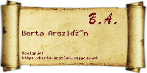 Berta Arszlán névjegykártya